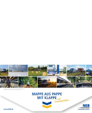 Mappe aus Pappe mit Klappe und Eisenbahnbildern